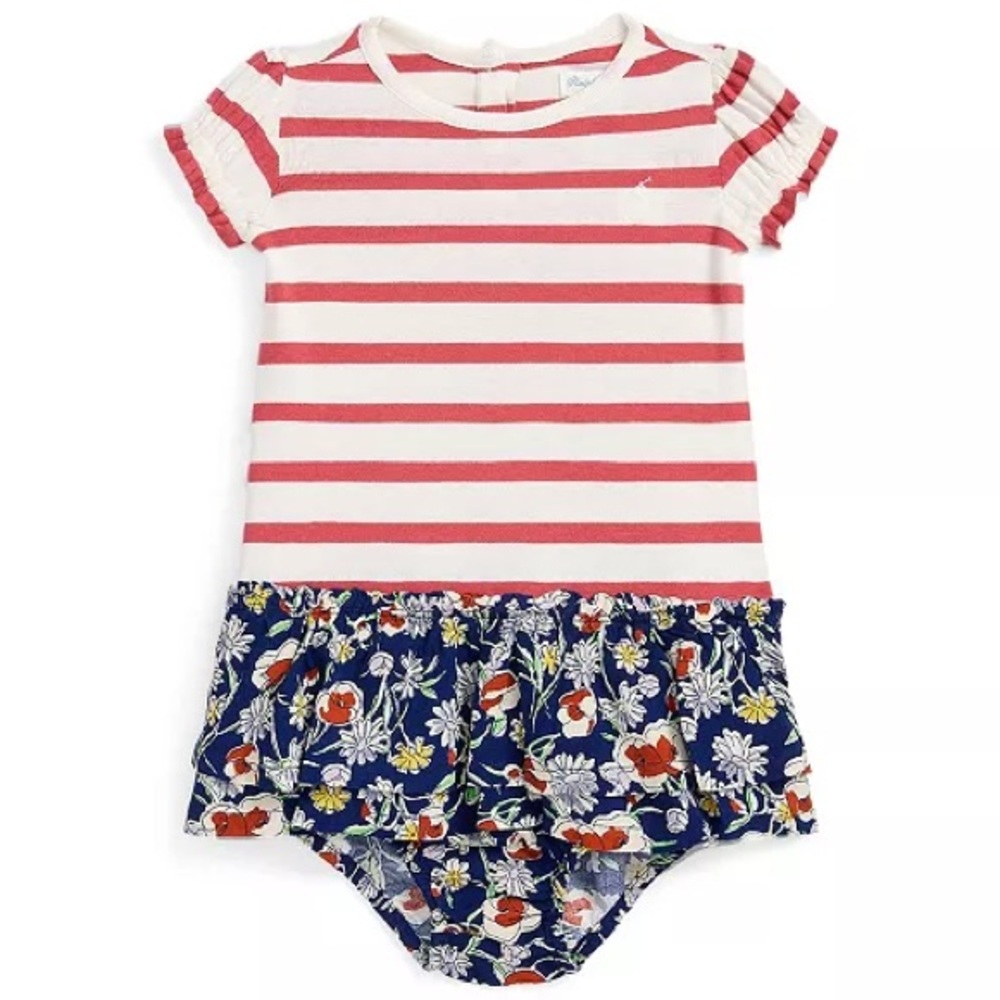 Ralph Lauren Baby Girl Striped Cotton-Blend Dress and Bloomer Set